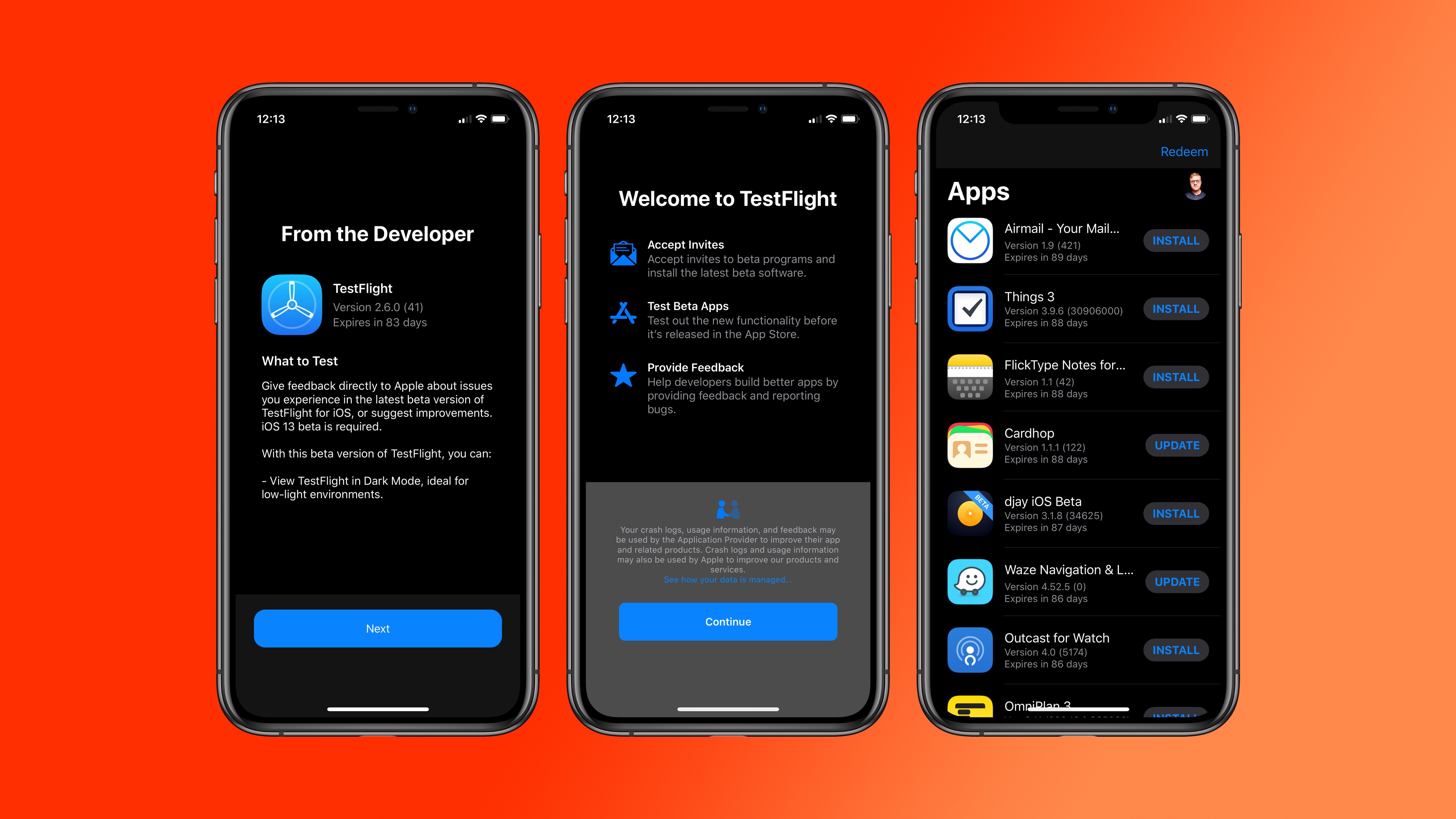TestFlight for iOS  adds Dark  Mode  interface for iOS  13 
