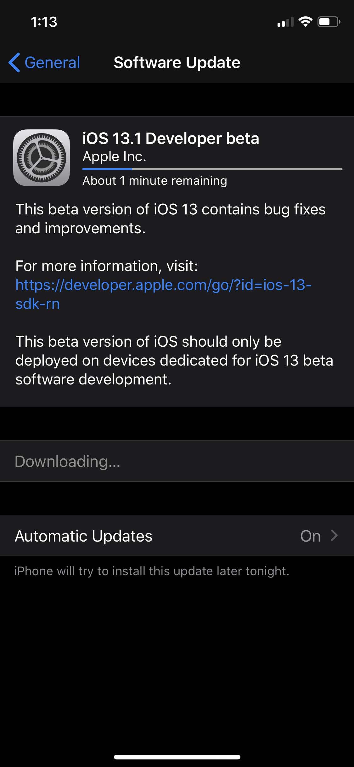 Apple releases first developer beta of iOS 13.1