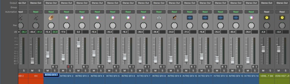 Track Coloring in Pro Tools