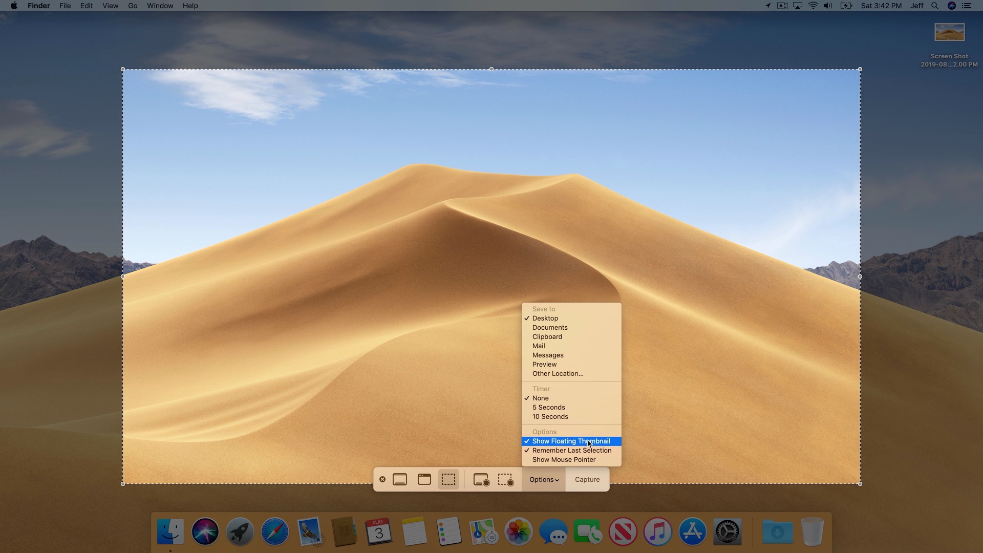 Disabling floating thumbnail for screenshots in Mojave