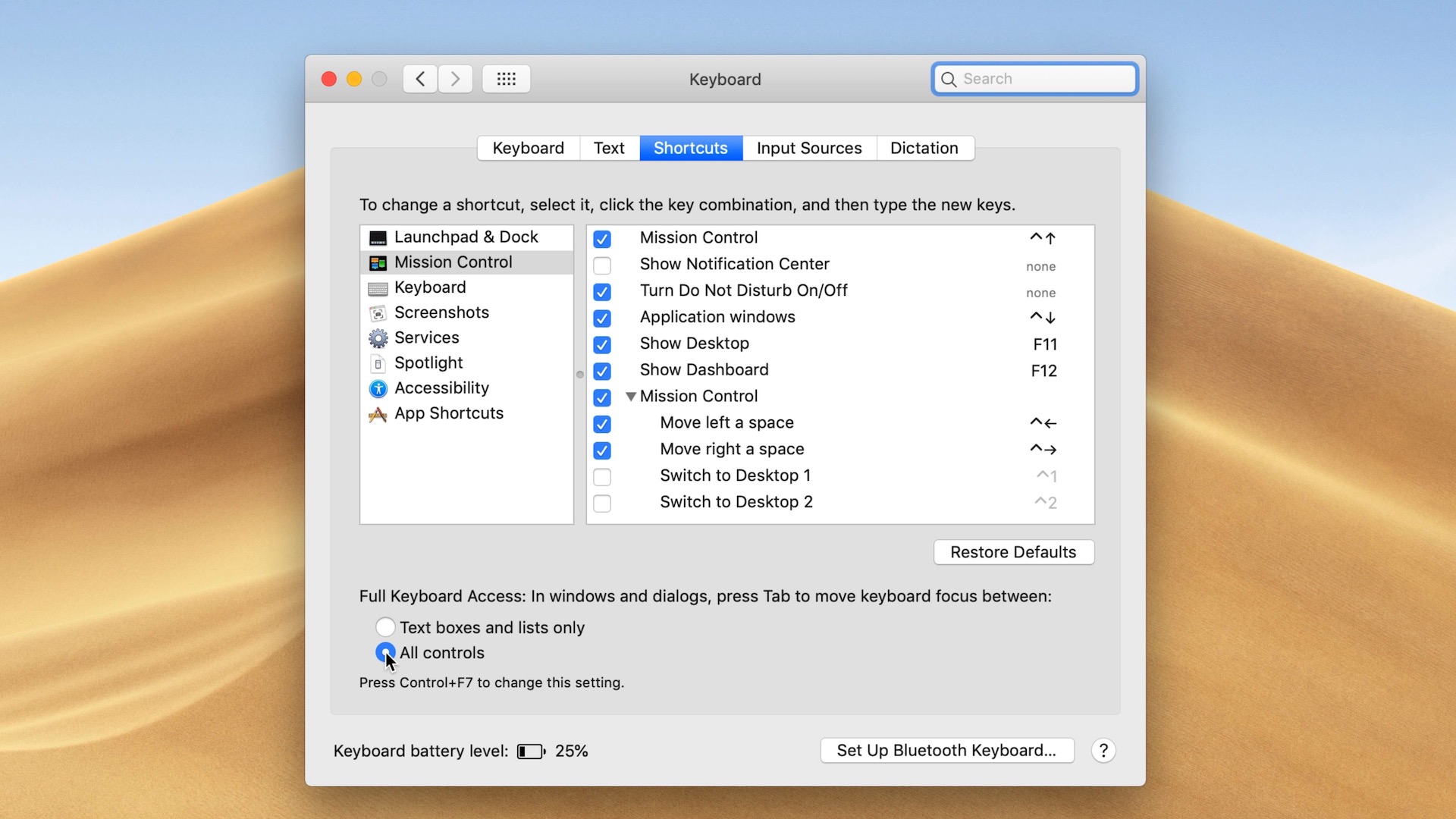 Enable all controls for tabbing on Mac