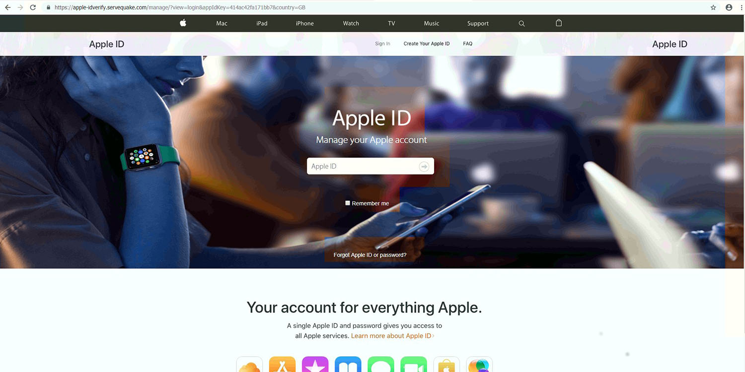 Phishing attacks on Mac users using fake Apple website