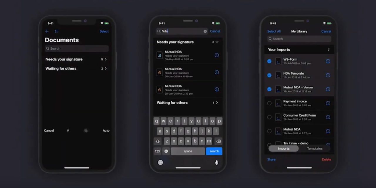 SignEasy upgraded with VisionKitbased document scanning, Dark Mode