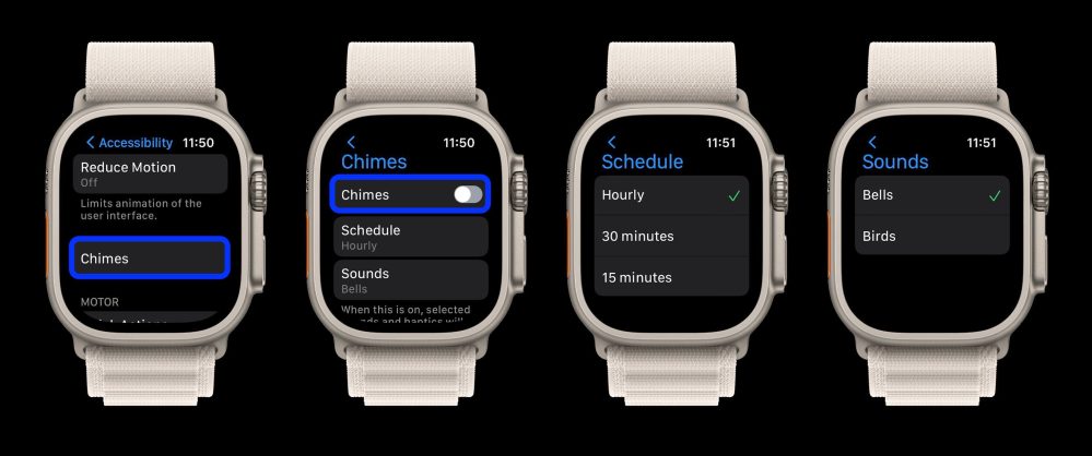 เสียงระฆังรายชั่วโมงบน Apple Watch 2