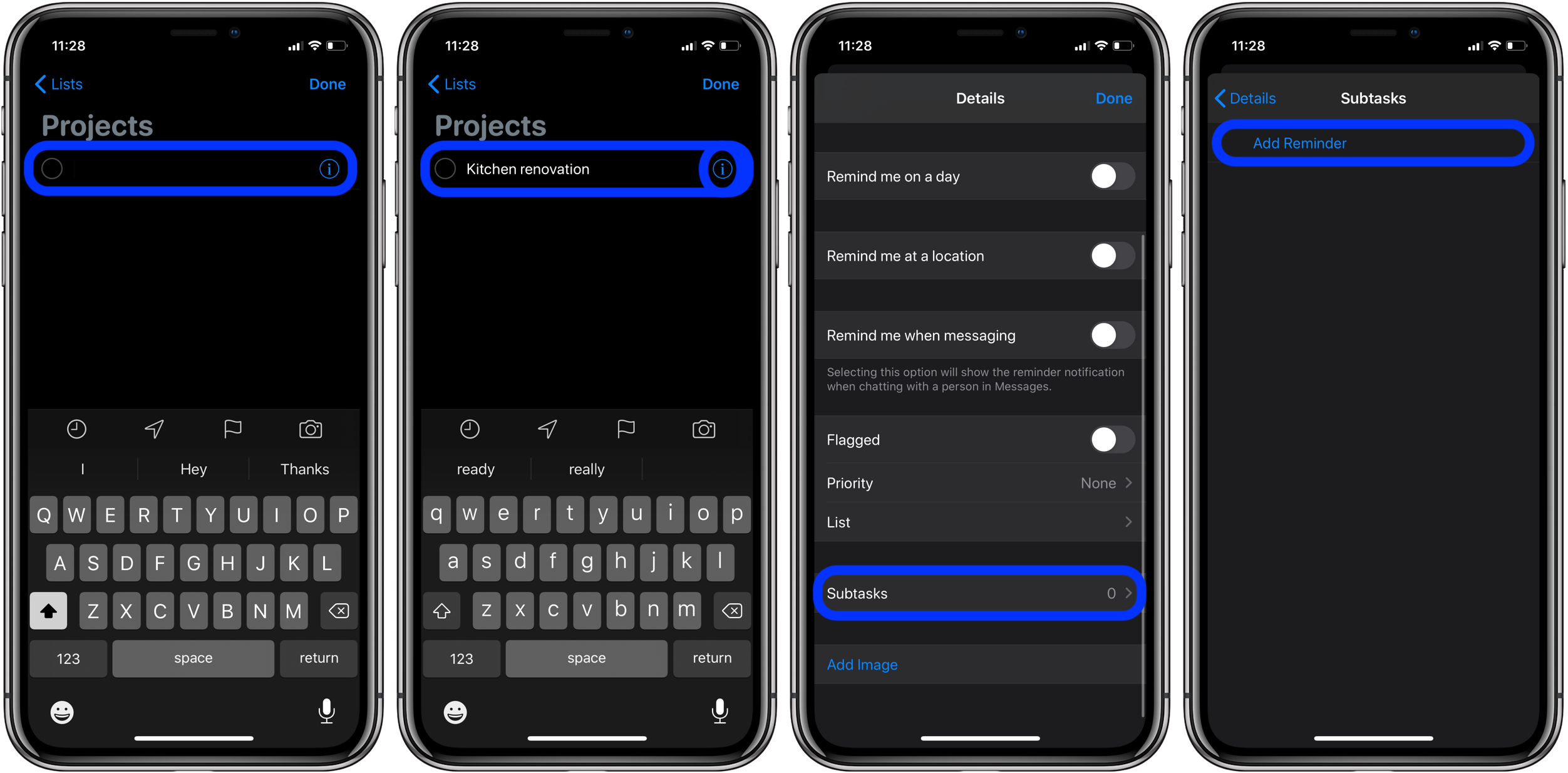 How to make subtasks Reminders iOS 13 macOS Catalina