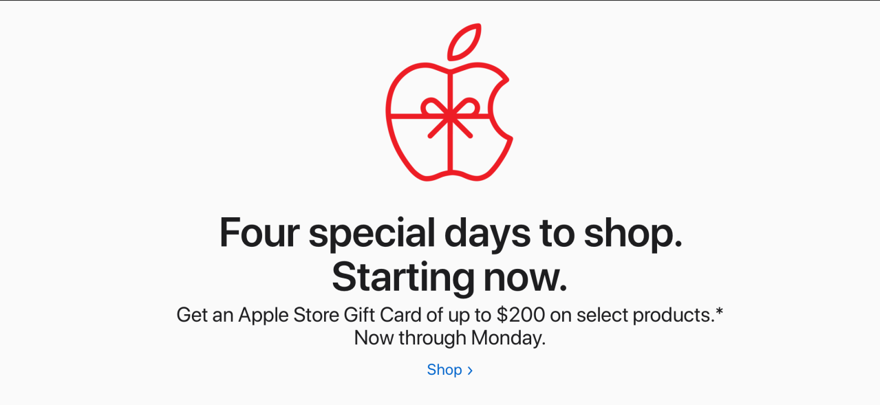 Apple Store Black Friday promotion live in the United States, get a