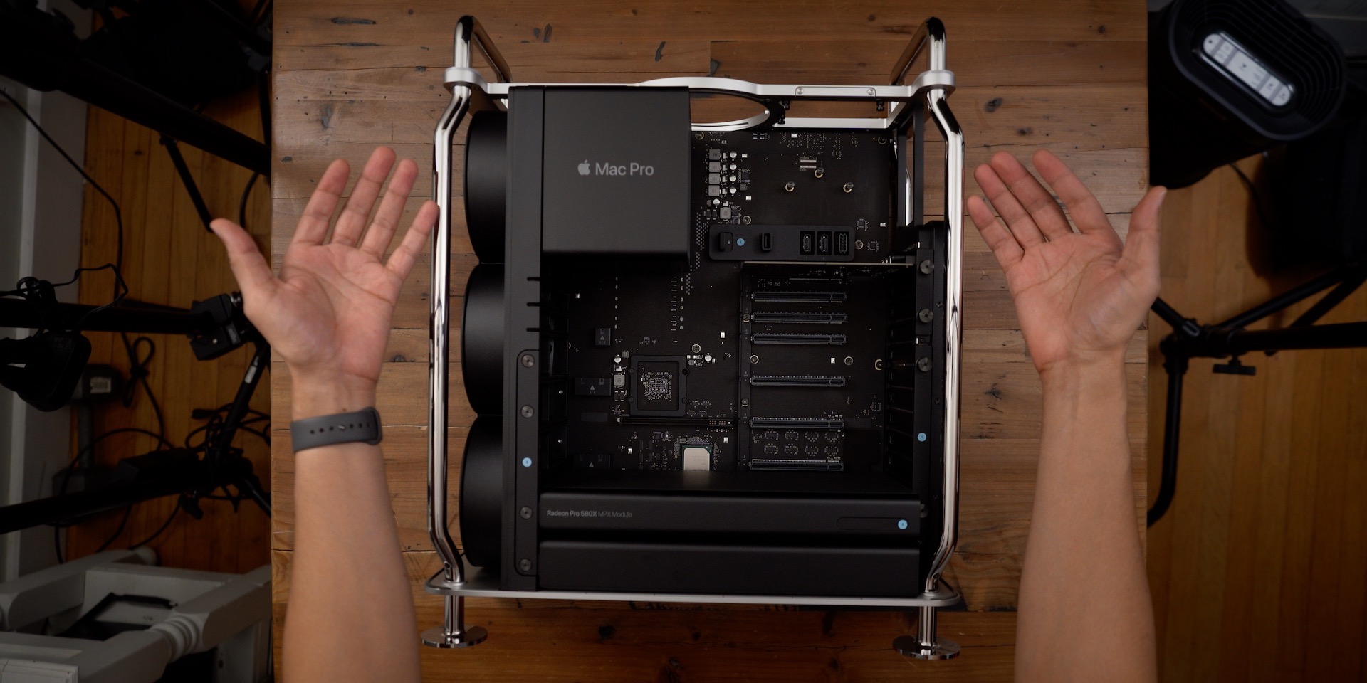 The inside of the 2019 Mac Pro chassis.