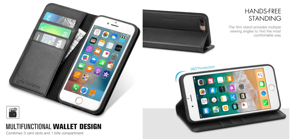 SHIELDON iPhone 14 Pro Wallet Case, iPhone 14 Pro Genuine Leather