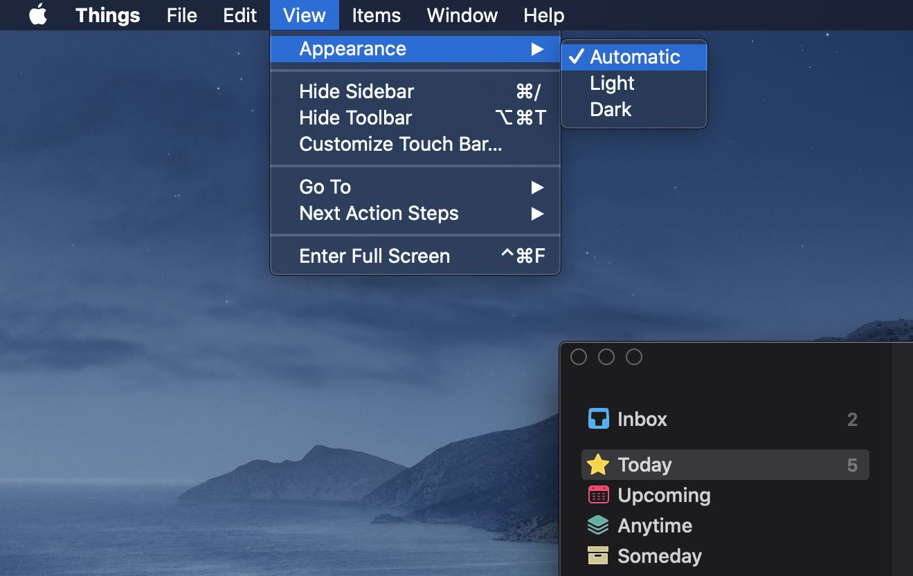 Default dark mode