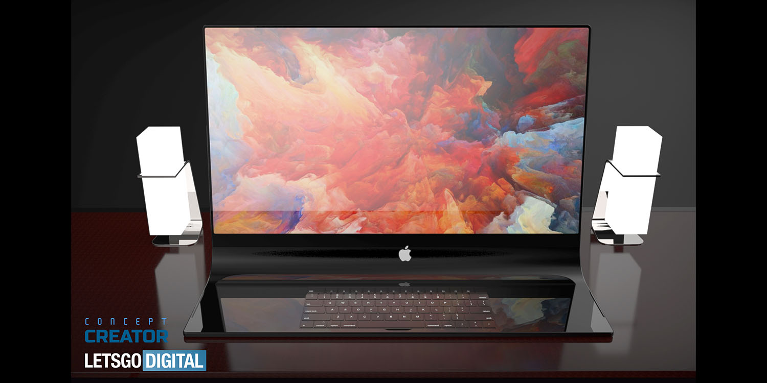 photo of Video imagines curved iMac made from single slab of glass per Apple patent image