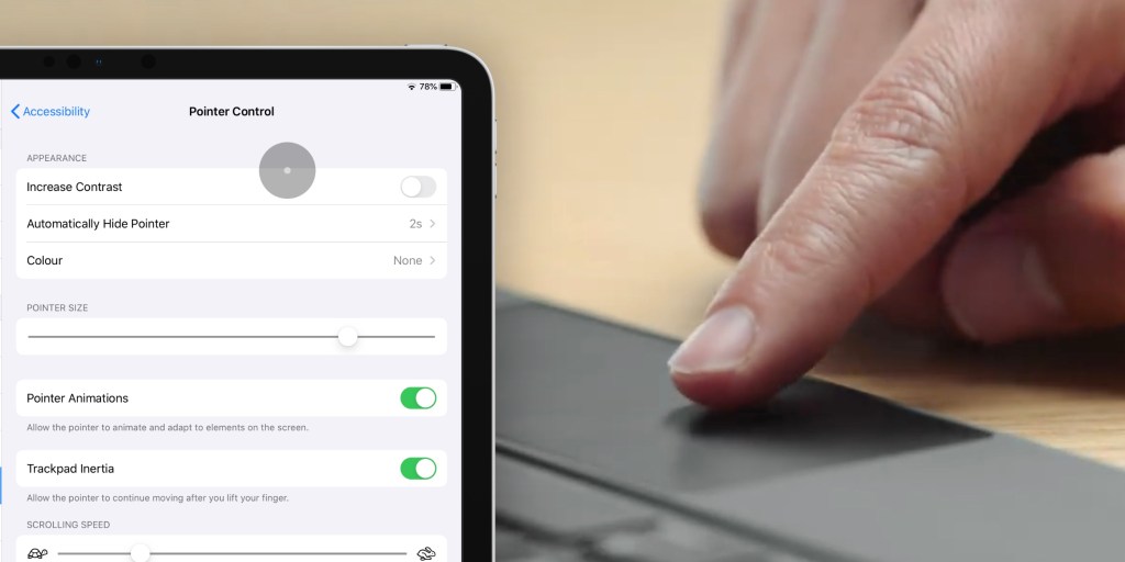 How to customize the mouse cursor on iPad: tracking speed, animations