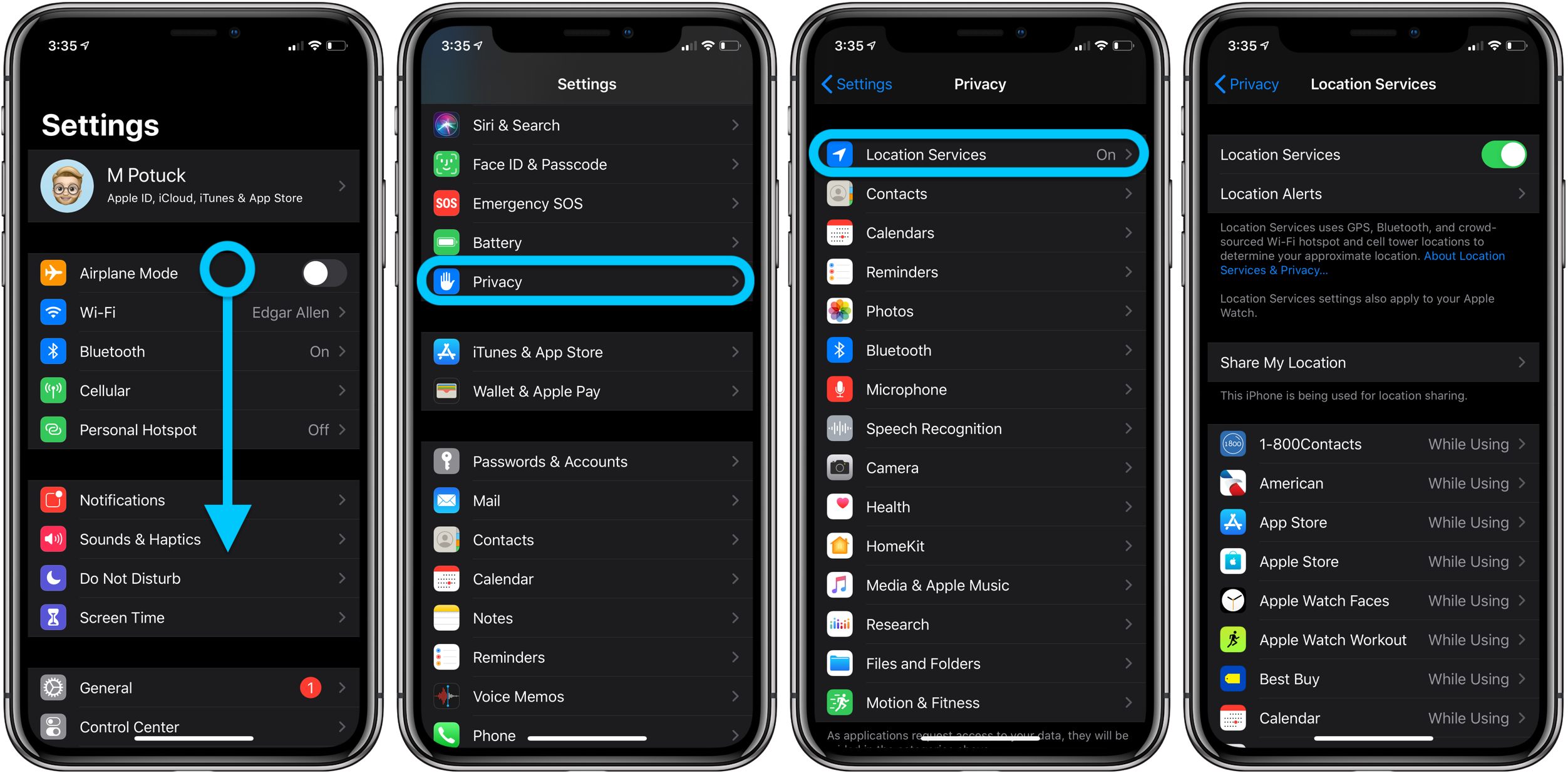 How to see iPhone apps with location data access walkthrough 1