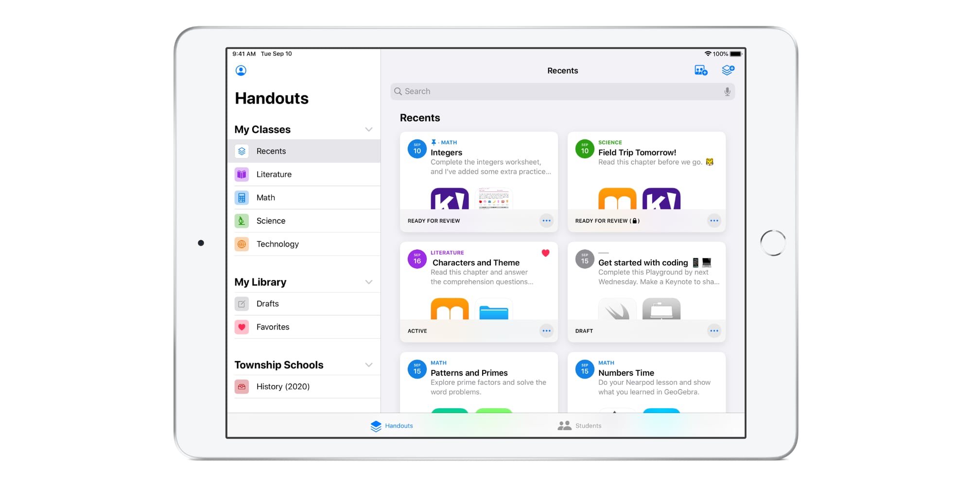Apple Schoolwork app iPad