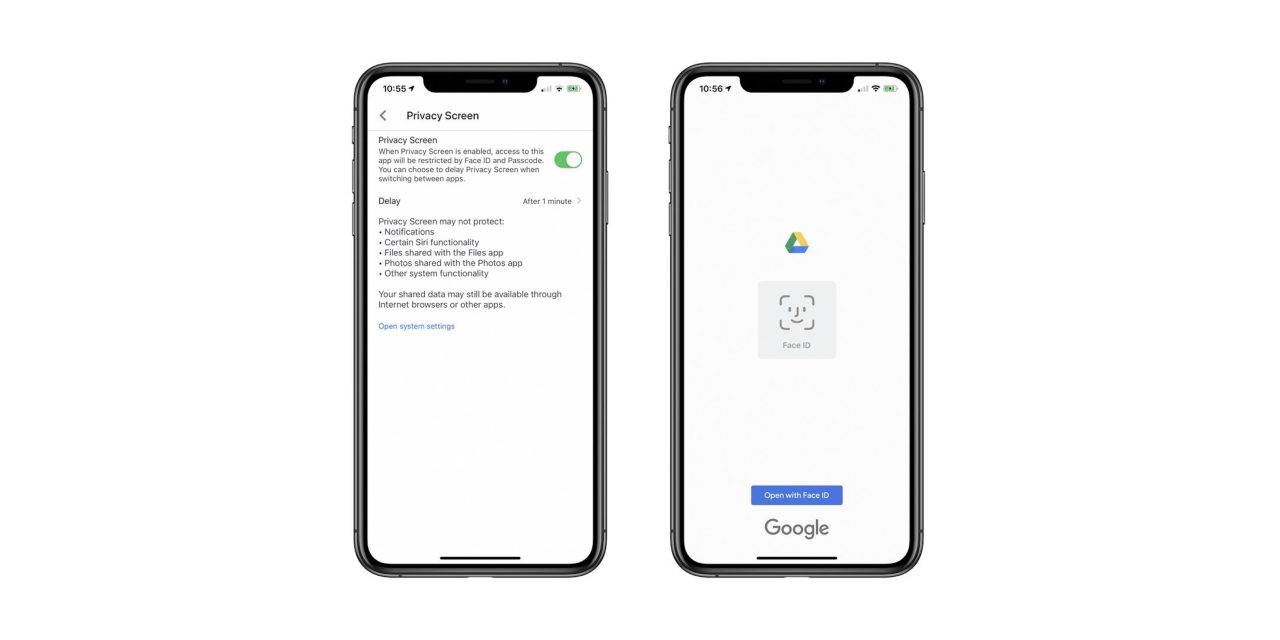 Google Drive iOS Face ID Touch ID support