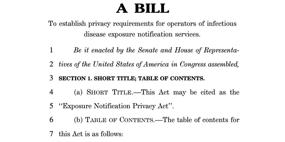 Contact tracing privacy bill