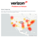 T-Mobile Verizon AT&T outage map 1