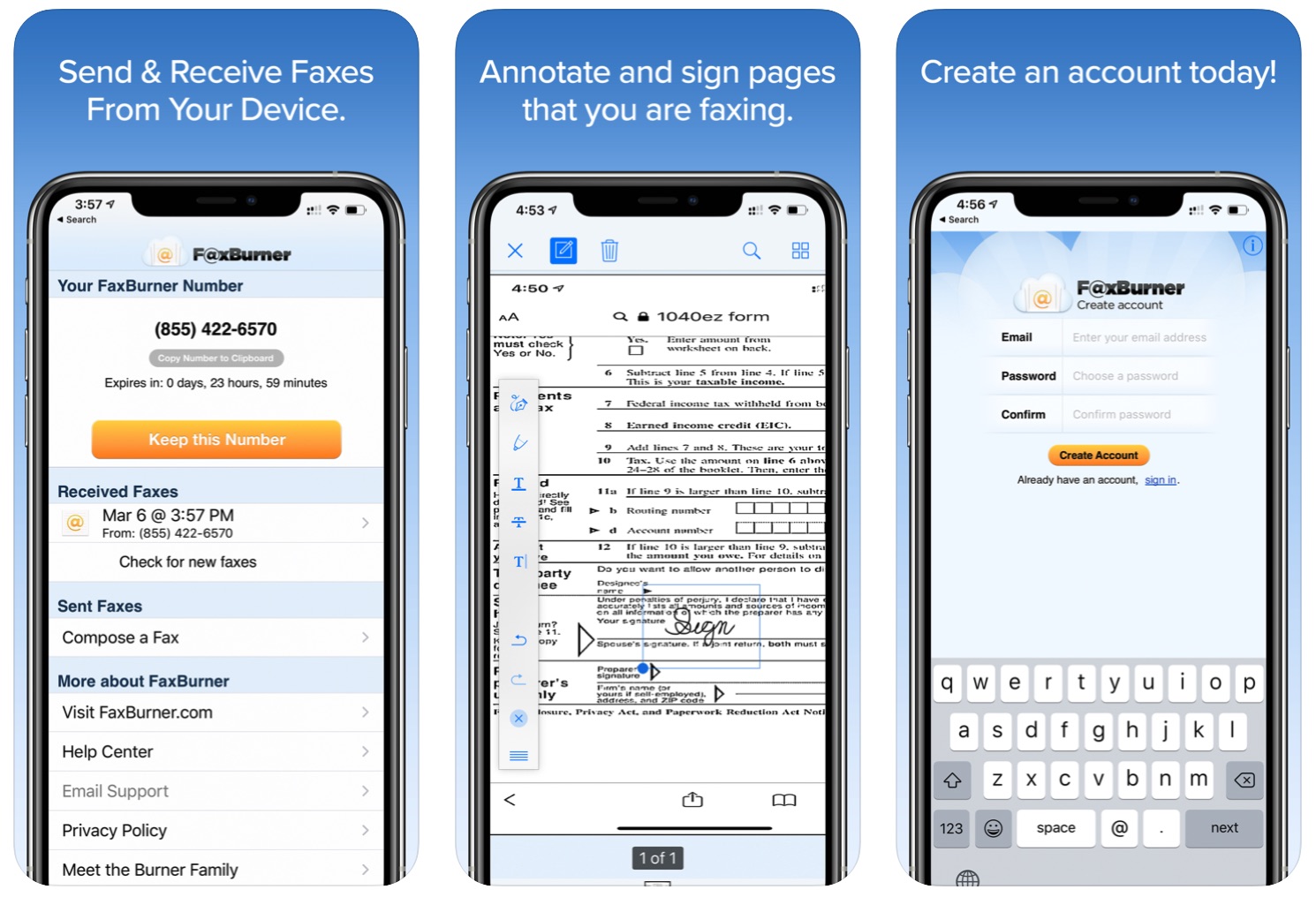 Как получить и отправить факс с помощью приложения Fax Burner для iPhone и iPad