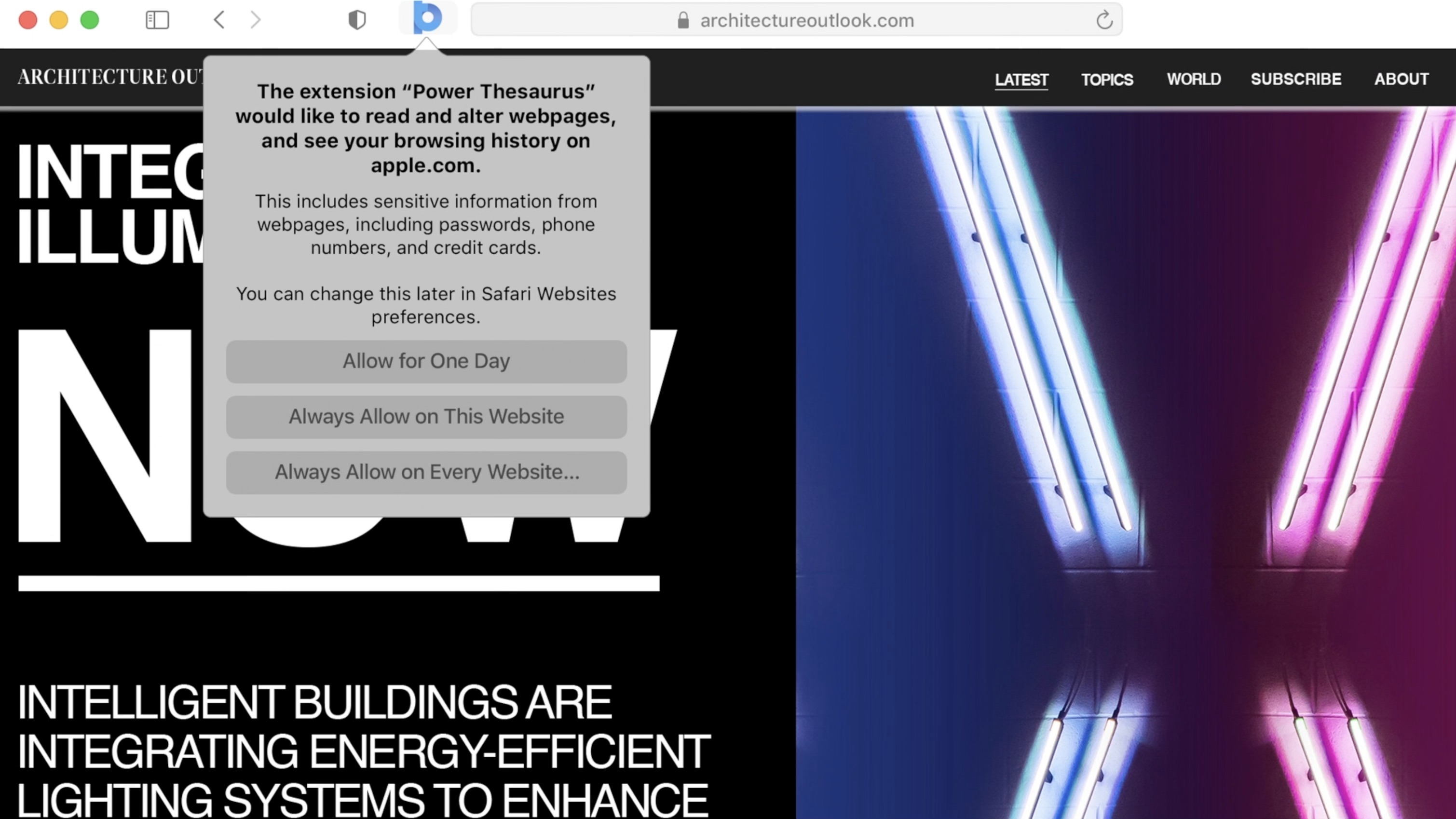 mac os safari energy