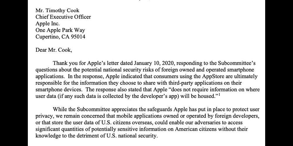 Apple should warn app users about potential national security risks