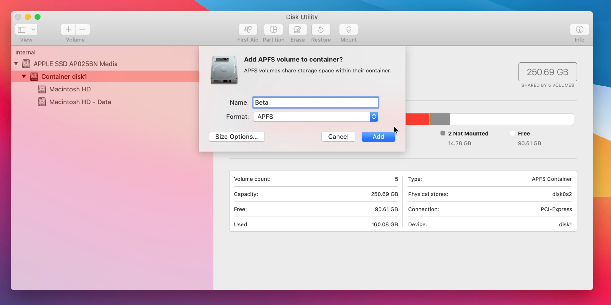 create snapshots for osx
