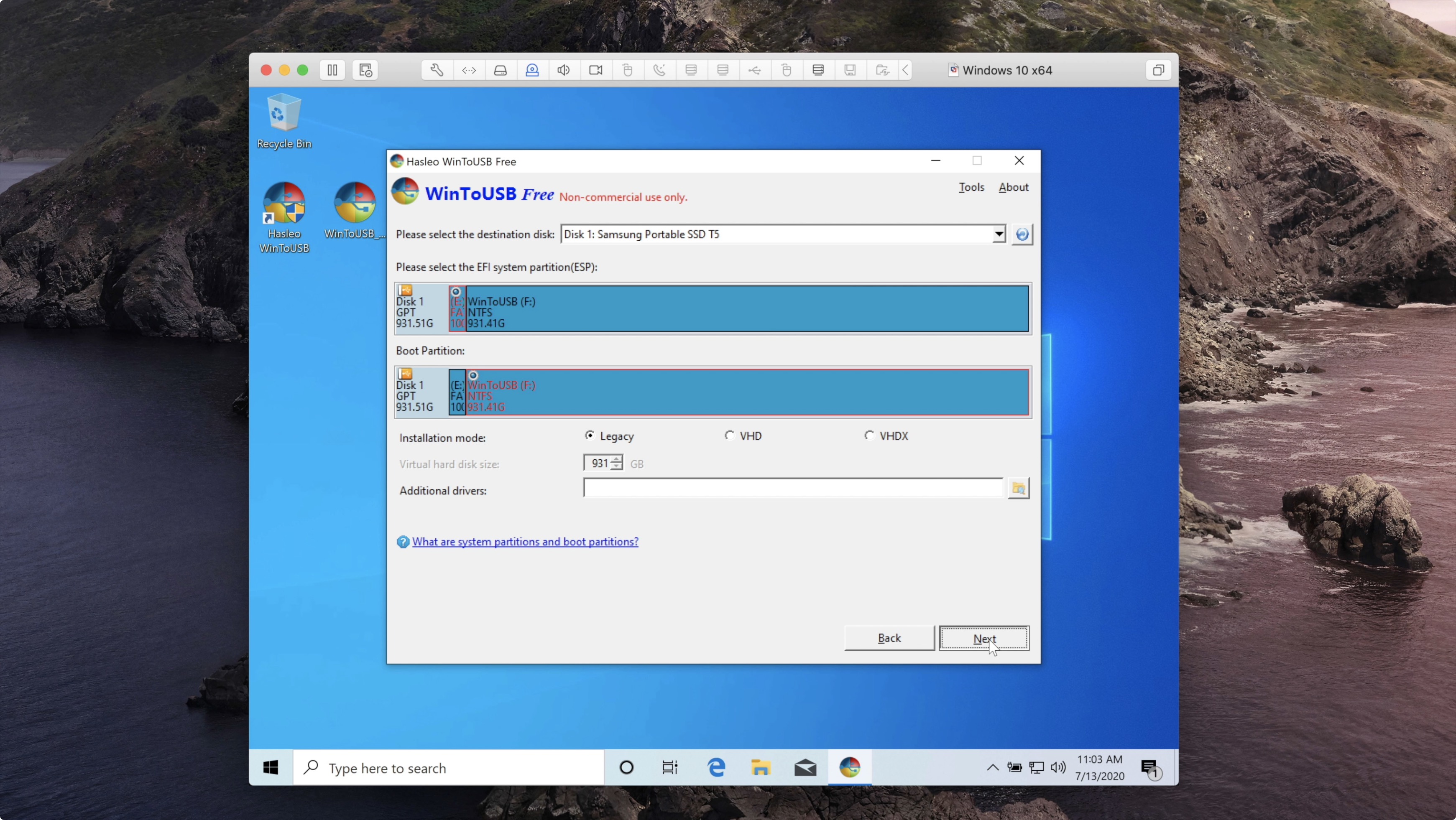 run windows 10 on external drive for mac