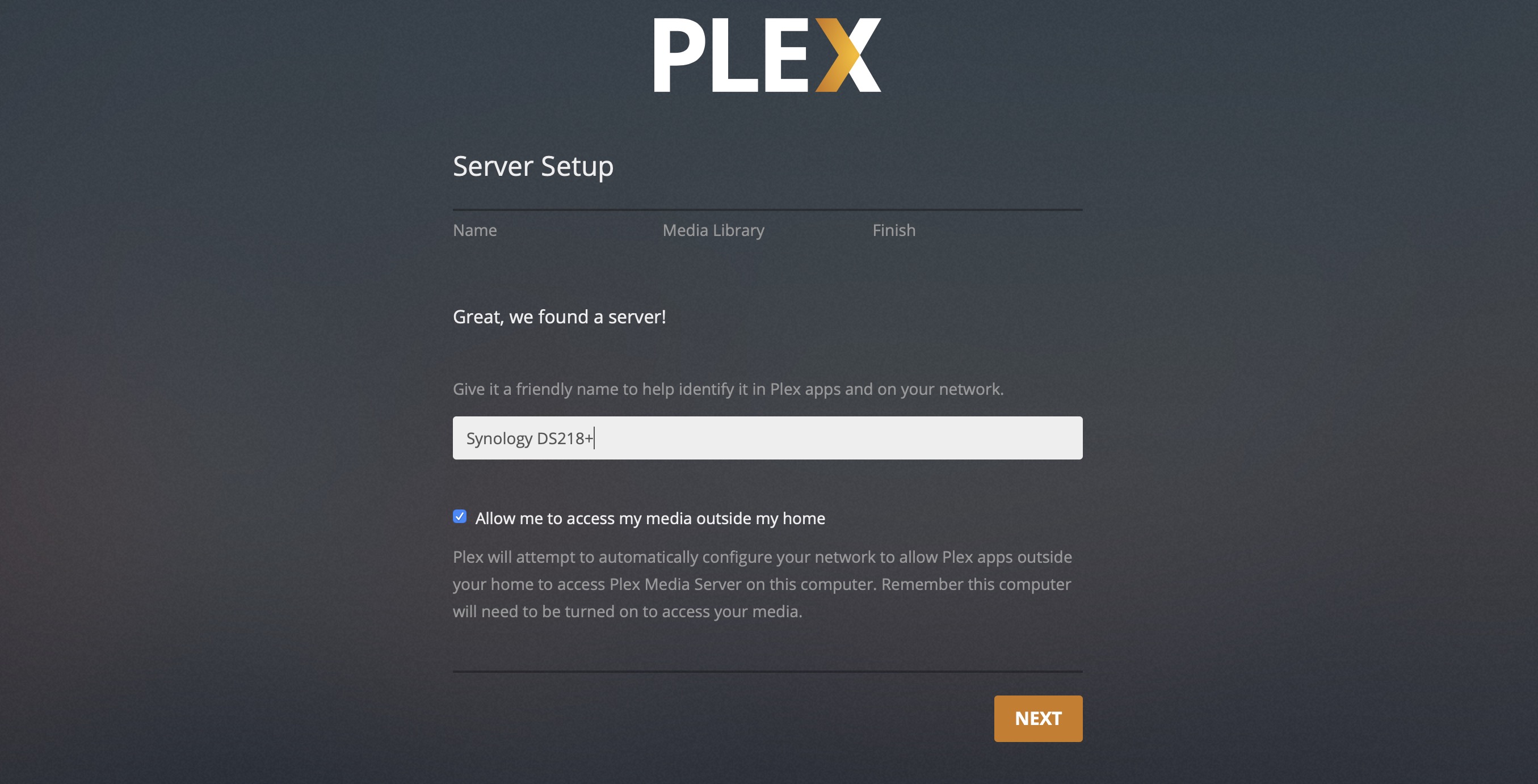 set up plex media server synology ds218+