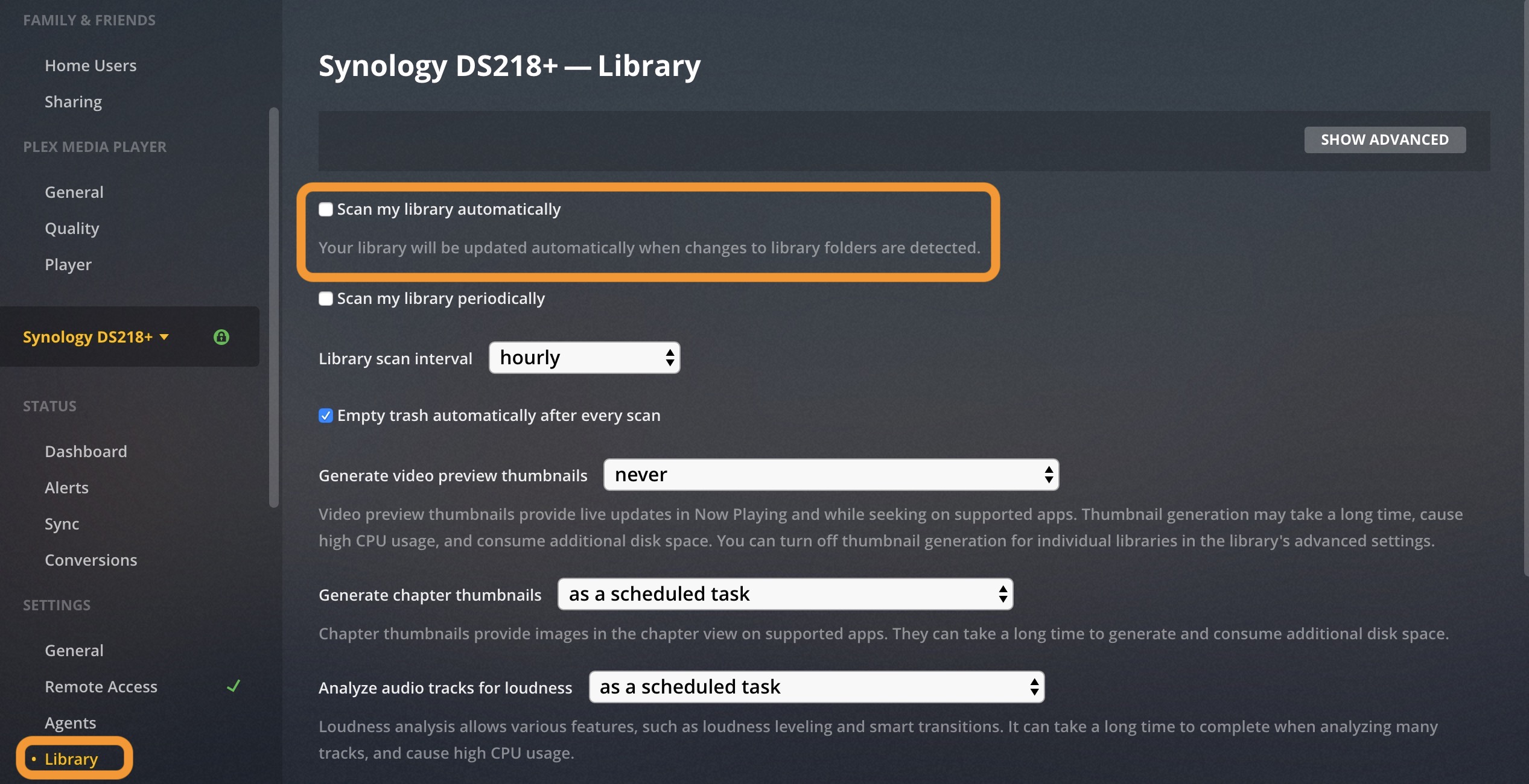 setup plex media server nas