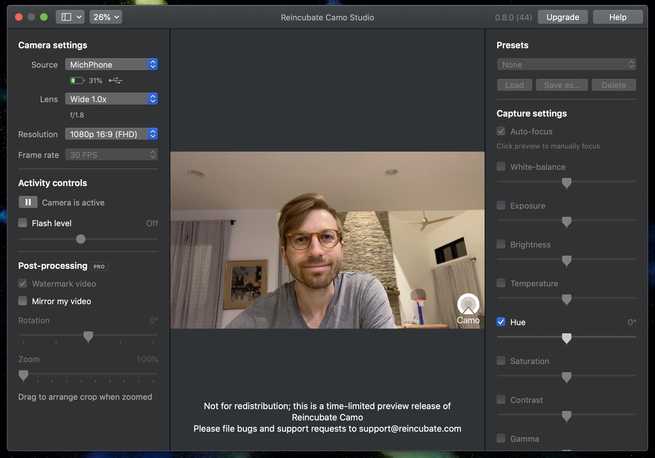webcam control for mac