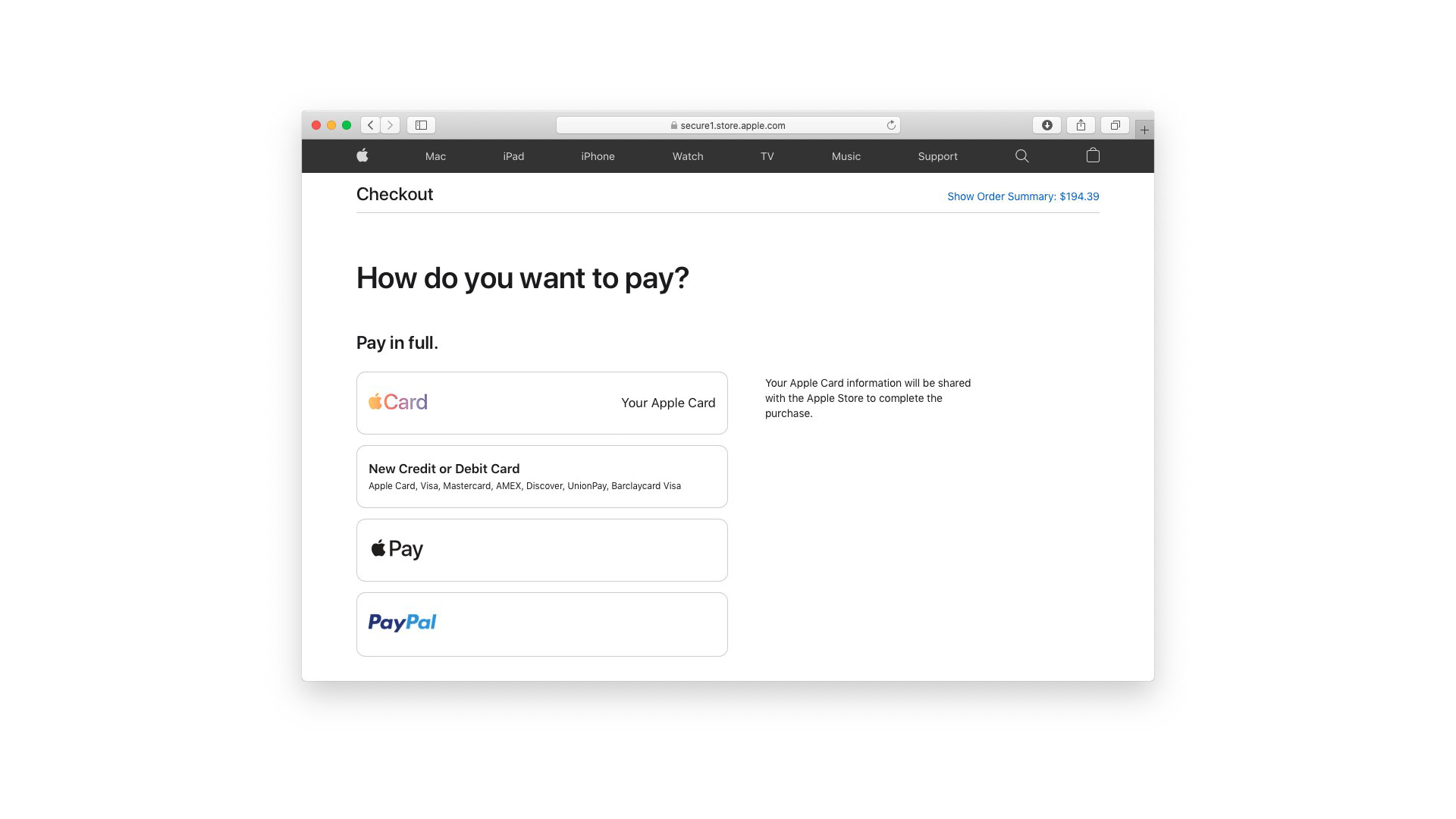 photo of Apple Online Store adds new one-click payment option for Apple Card users image