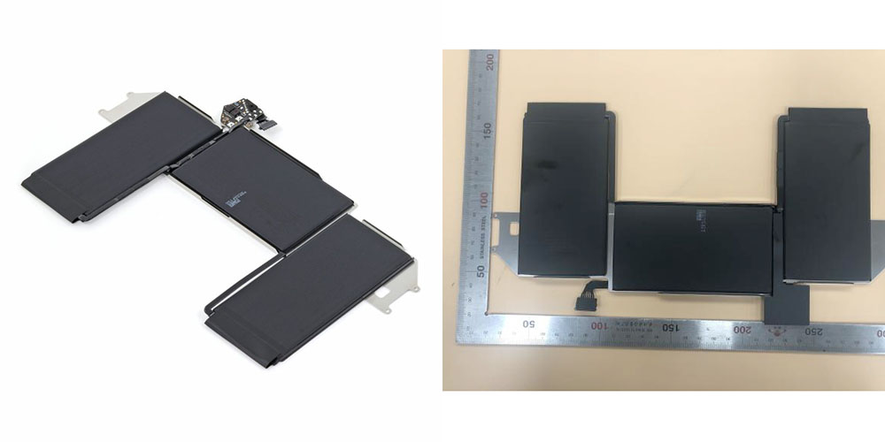 Existing MacBook Air battery, left. Battery perhaps for first ARM MacBook Air, right.
