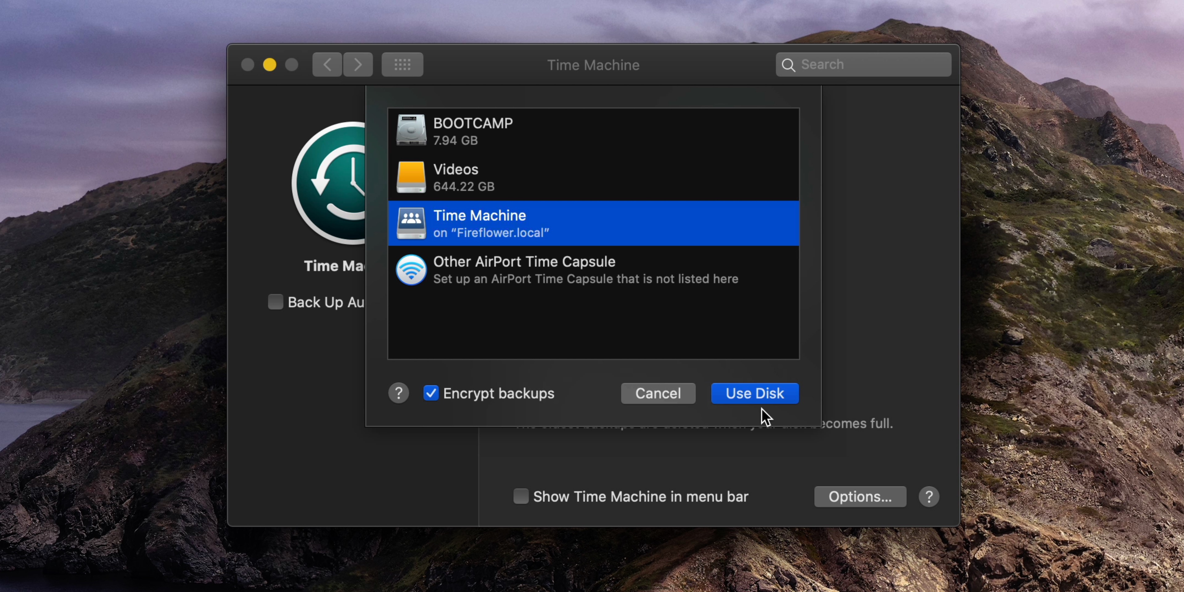 cant install update mac because disk is used for time machine backups