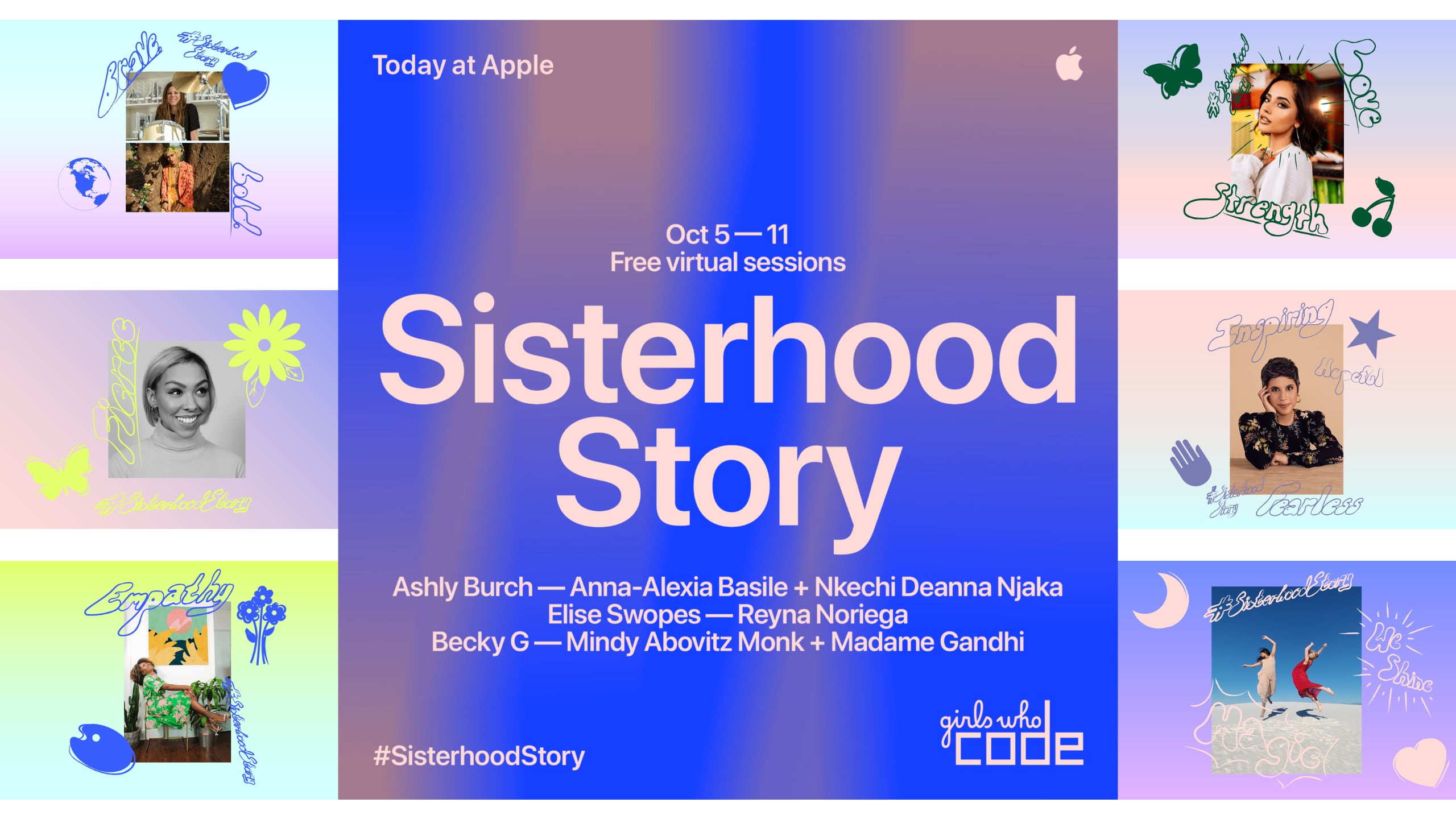 photo of Today at Apple and Girls Who Code hosting virtual Sisterhood Story Sessions in October image