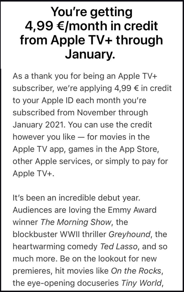 Why is Apple paying me $4.99 in store credit for TV+ this month? - 9to5Mac
