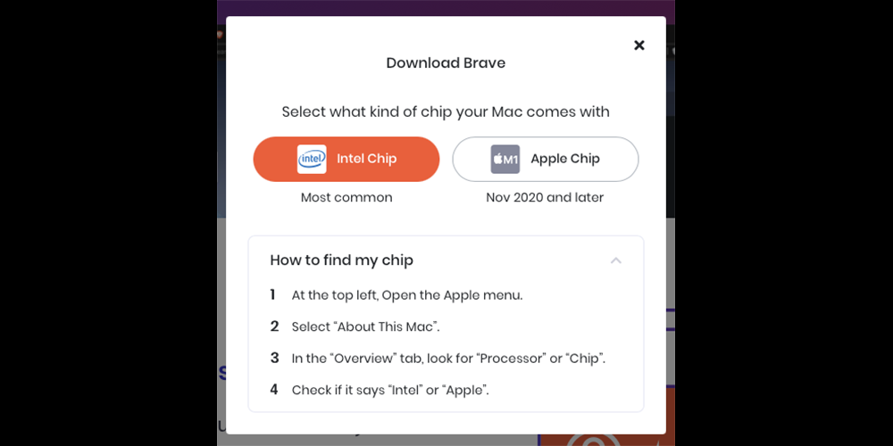 Brave browser with M1 support