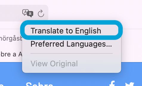 translate button on safari mac
