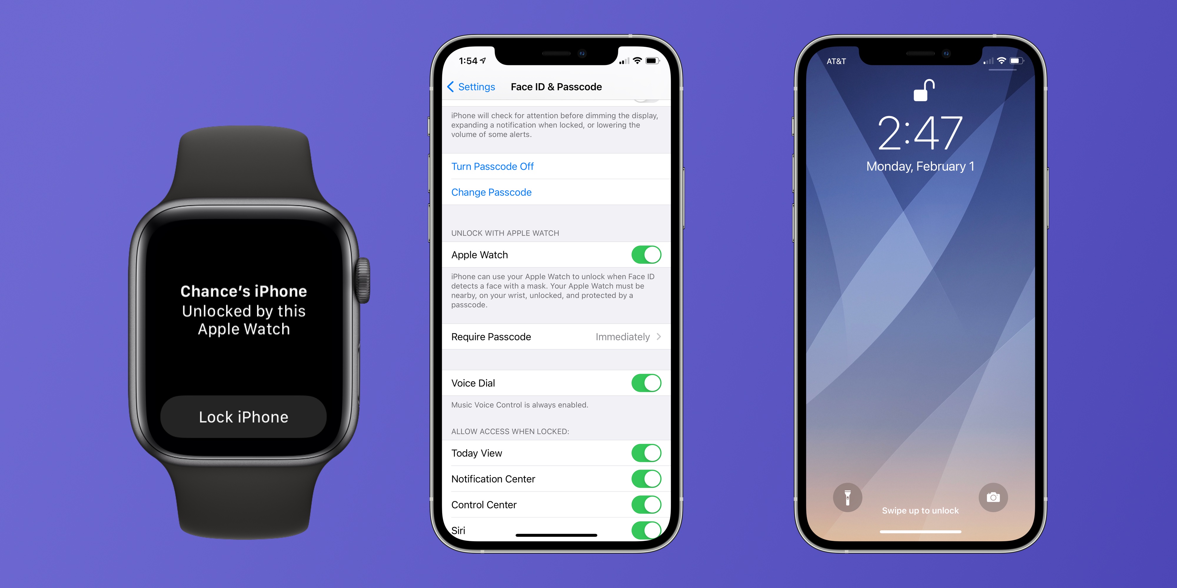 can you use face id to unlock apple watch