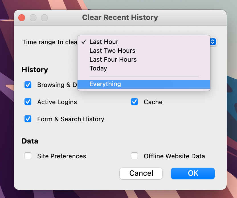 erase search history for google chrome on mac