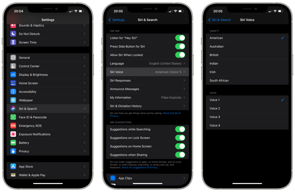 Changing Siri voice in iOS 14.5.