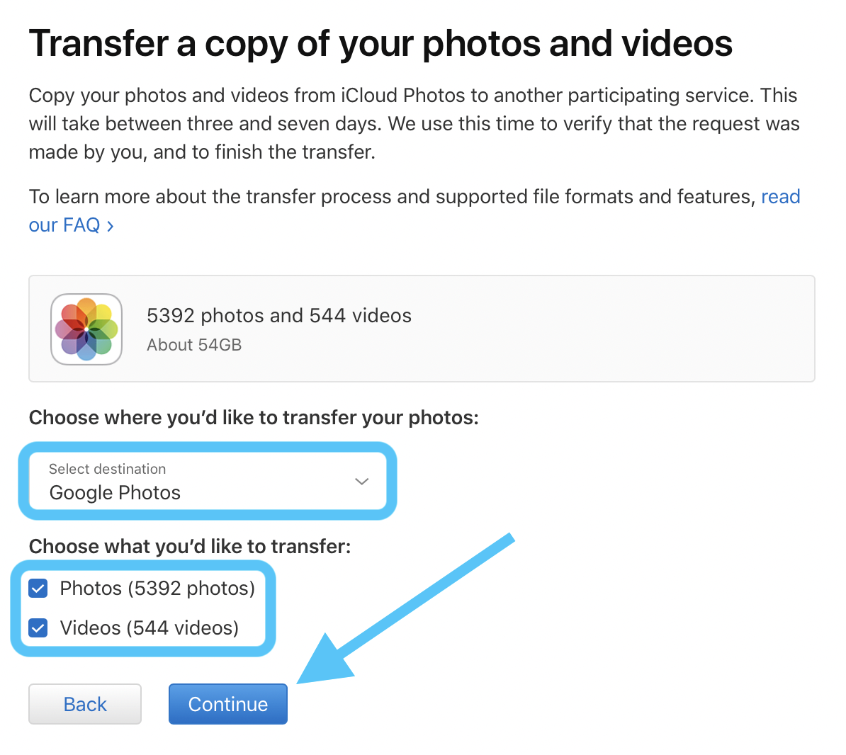 back up google photos to icloud