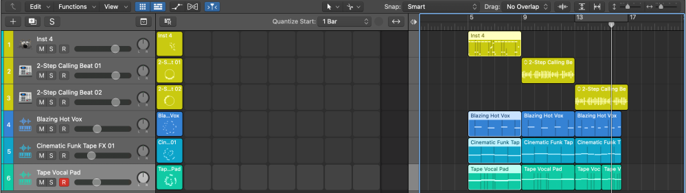 drag and drop cells and regions Logic Pro Copy to