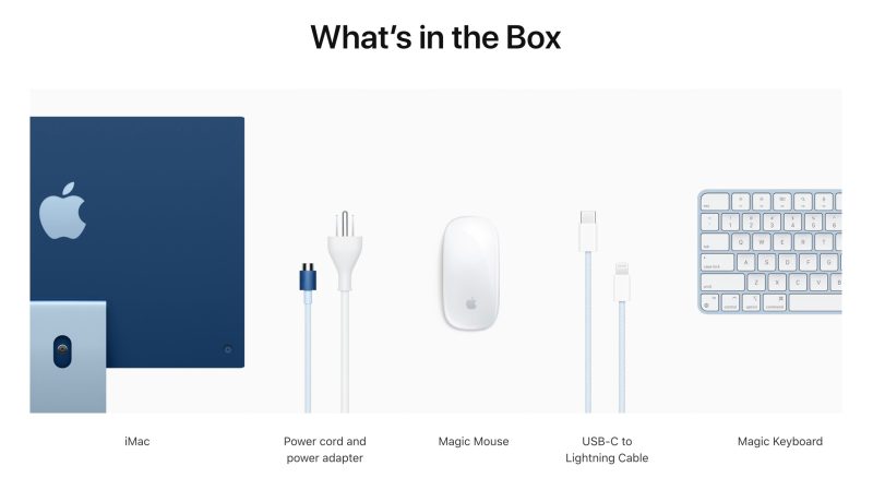 New M1 iMacs come with color-matched braided USB-C to Lightning