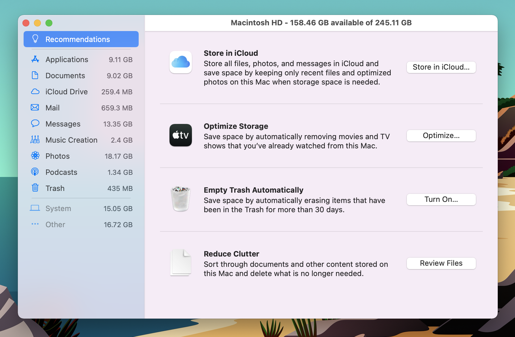 mac cleaner with optimize storage, reduce clutter, and empty trash automatically