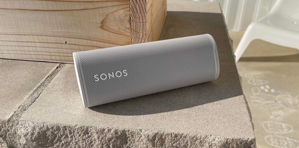 Sonos Roam ultraportable speaker on its side
