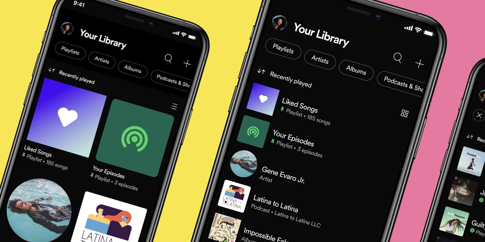 Spotify new 'Your Library' grid view, filters, more