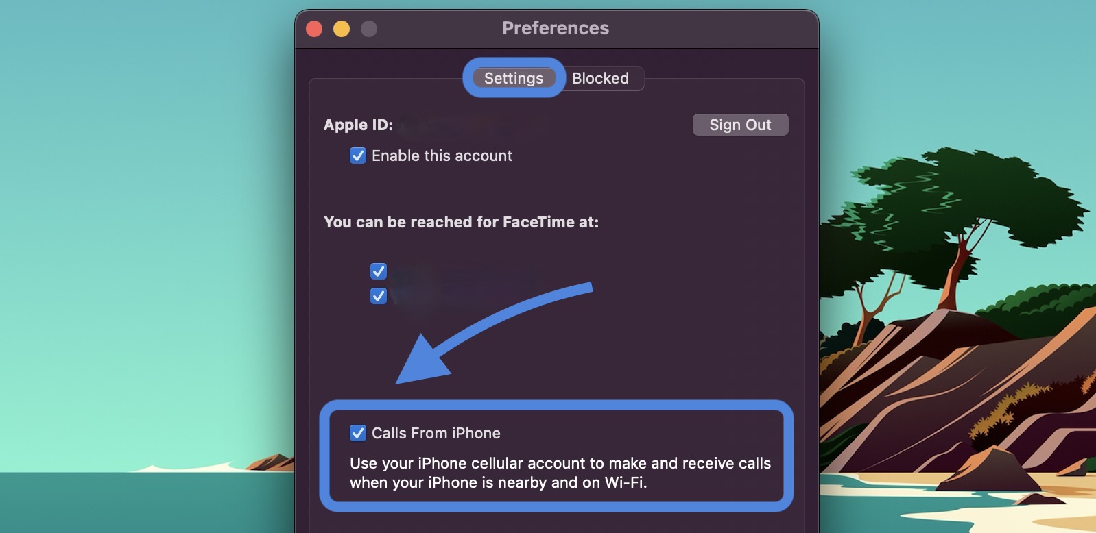 how to not take iphone calls on mac