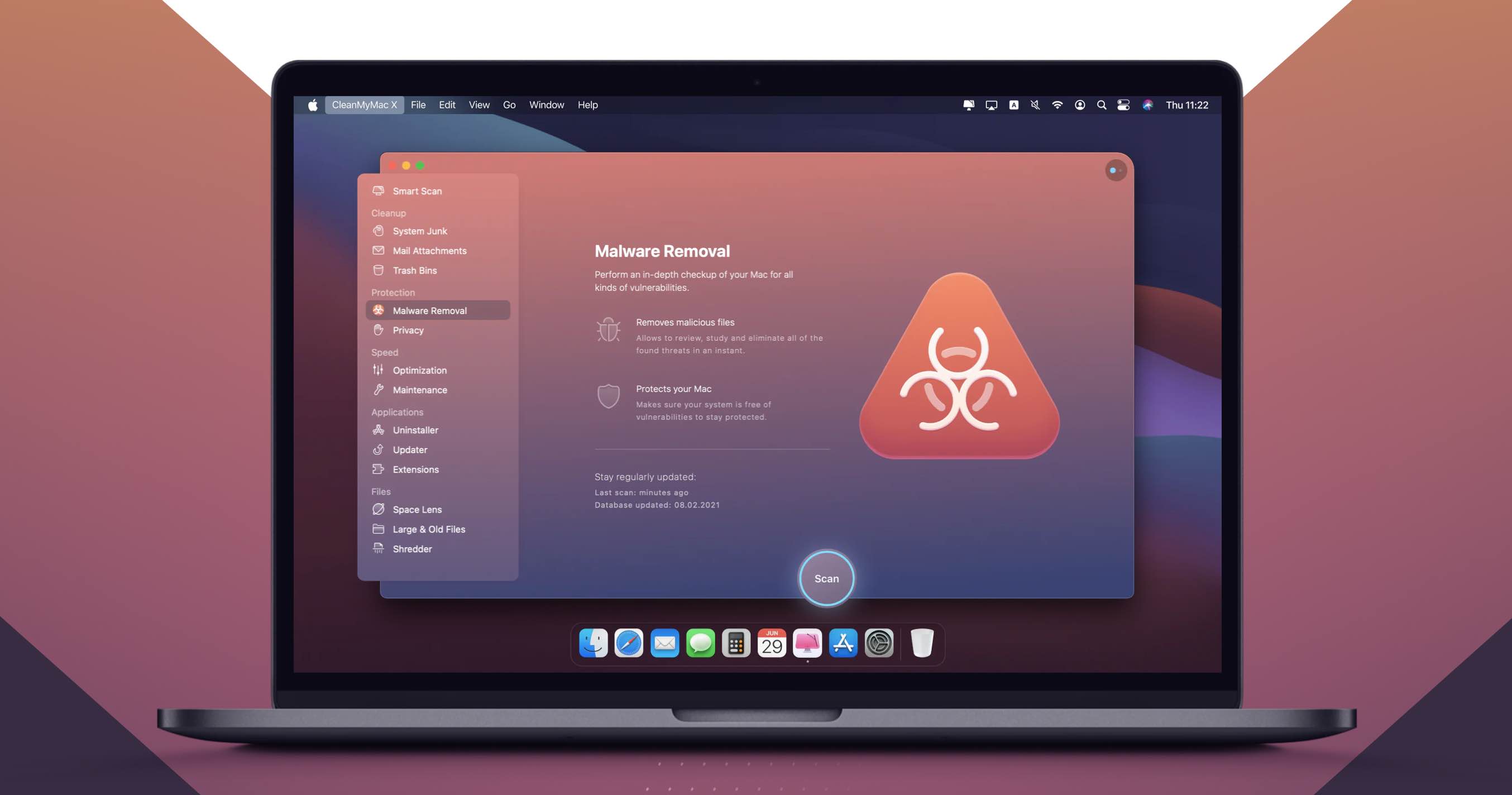 اسکنر ویروس برای Mac CleanMyMac X