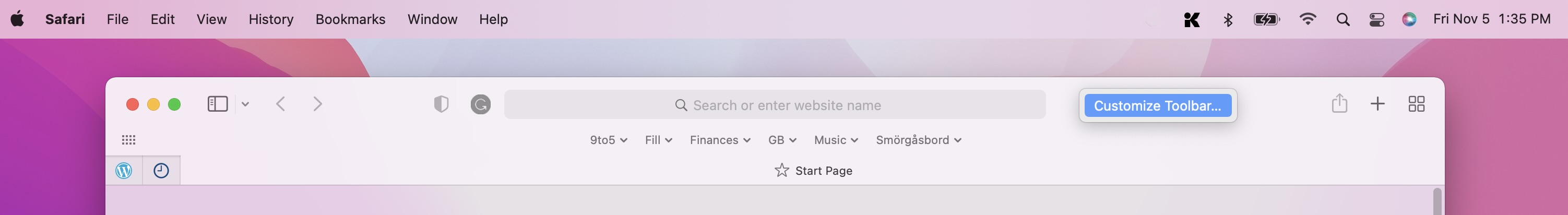 How Safari in macOS Monterey works - walkthrough customize toolbar 1