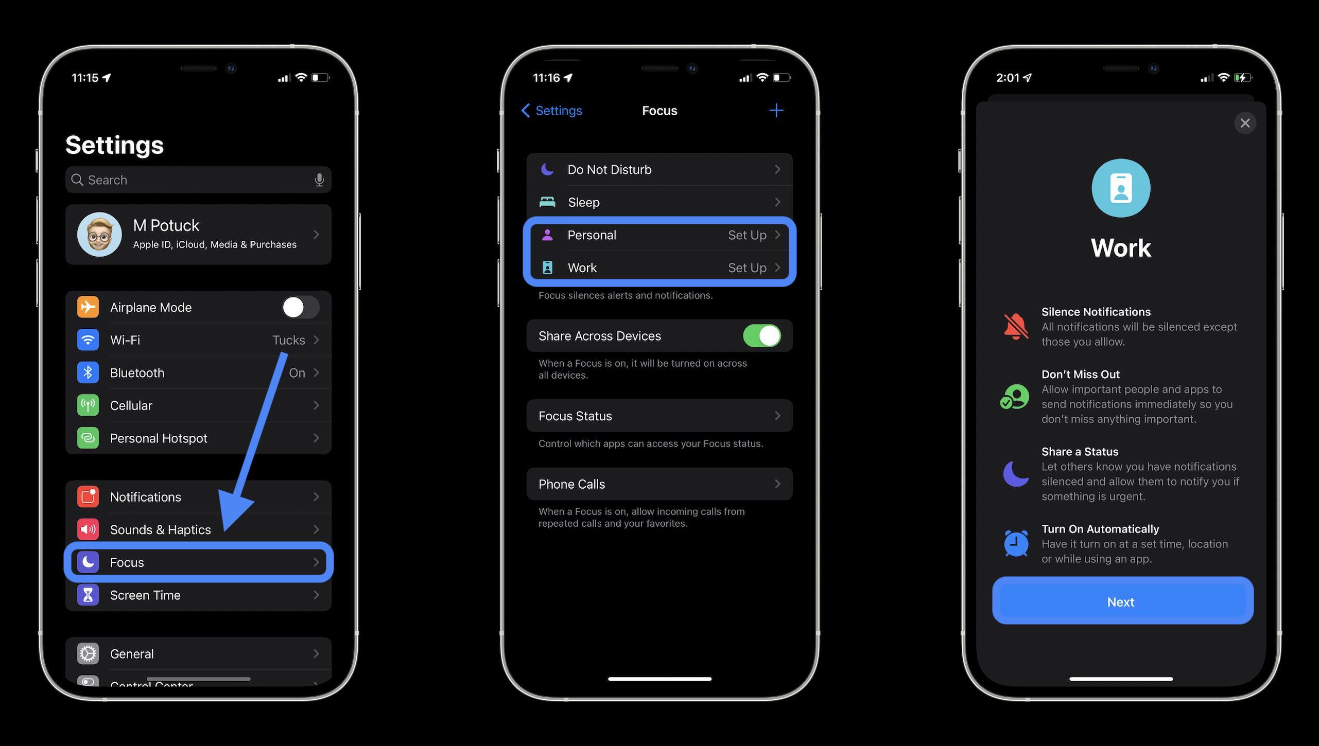 How to use iPhone Focus in iOS 15 - setup process 1