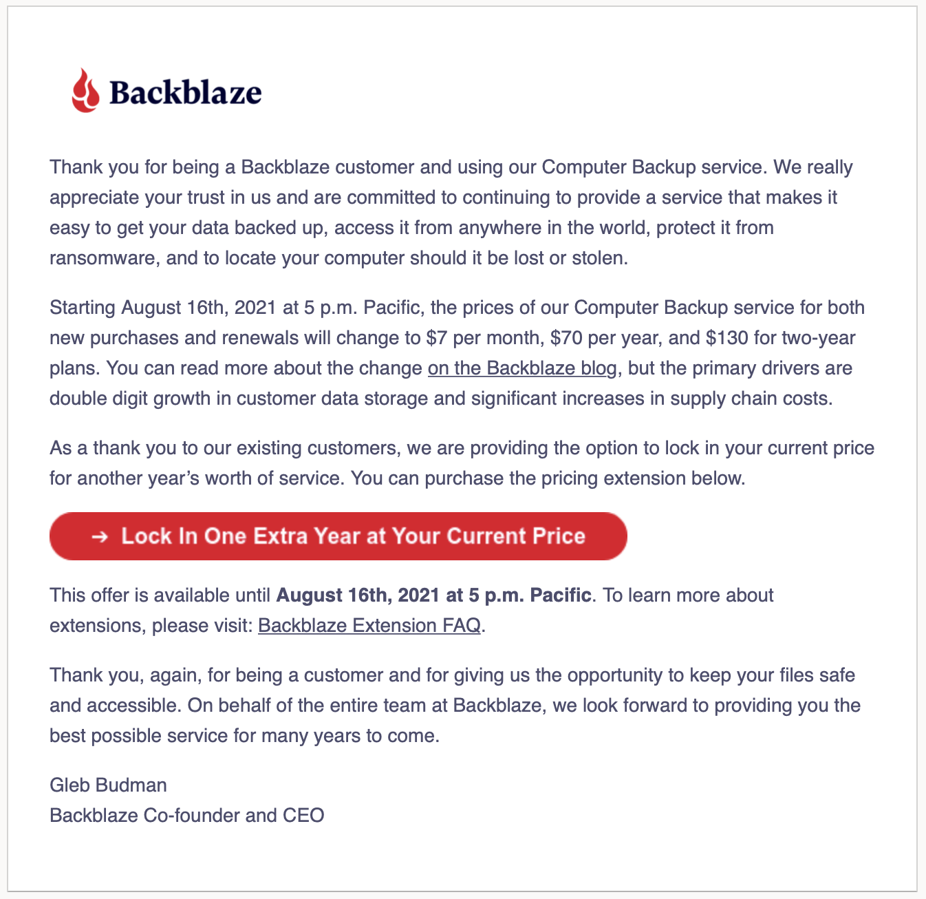 backblaze customer service address