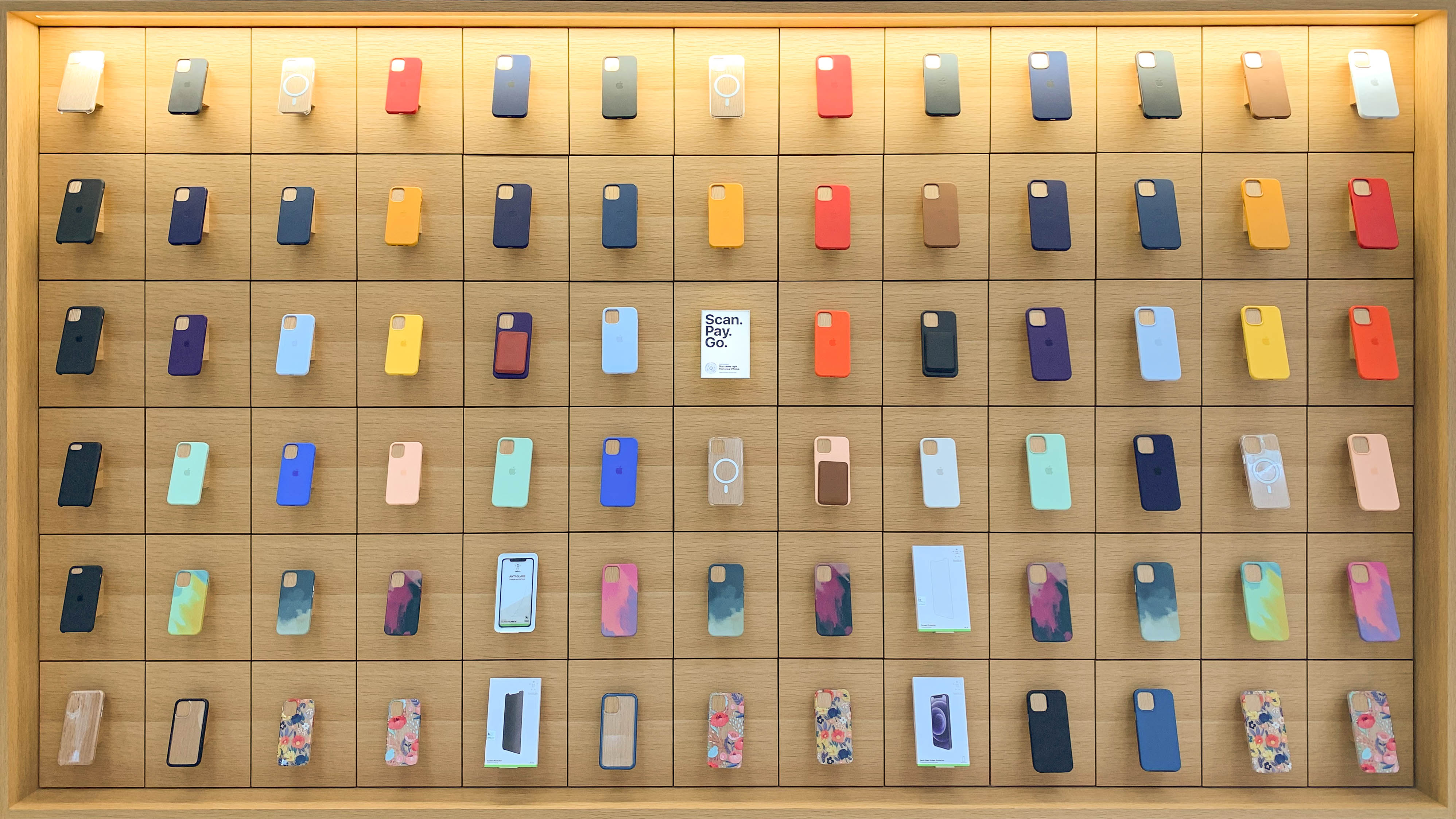 Cases along the avenue at Apple Fifth Avenue.
